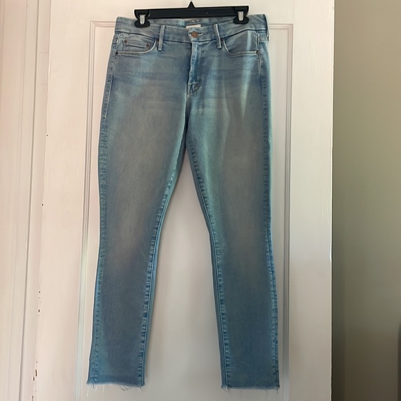 Mother The Looker Ankle Fray Ready To Roll Jeans Raw Hem Size 29 - Picture 2 of 6